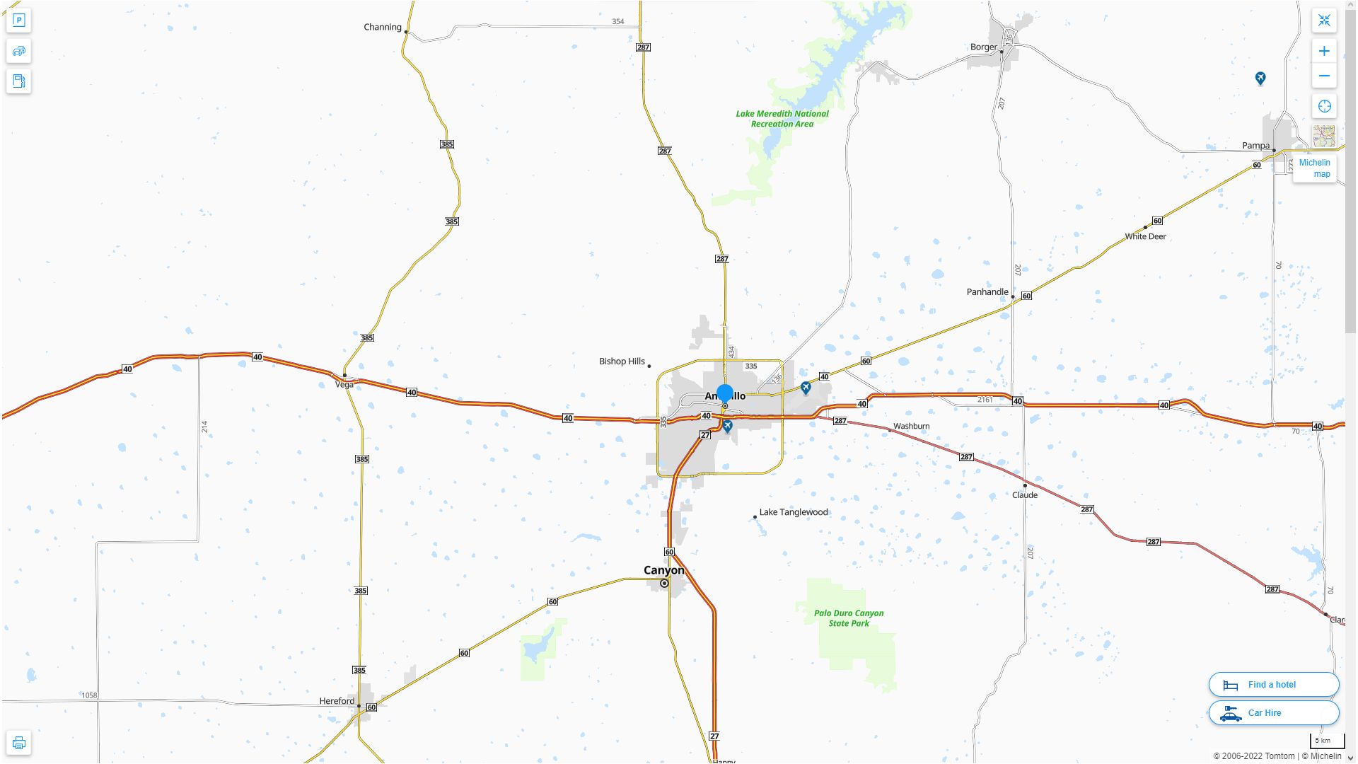 Amarillo Texas Highway and Road Map